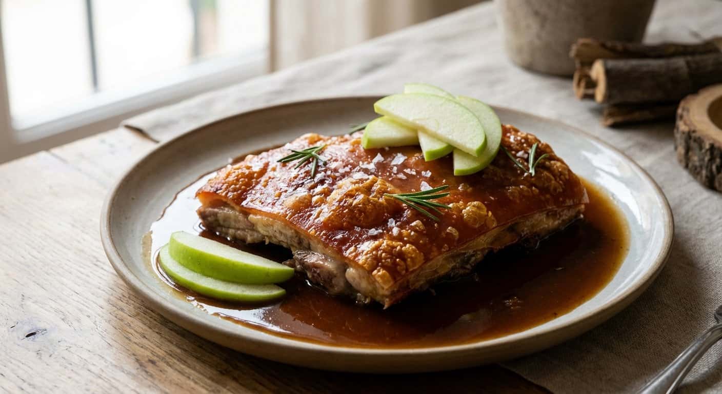 Cochinillo Deshuesado y Crujiente con su Jugo