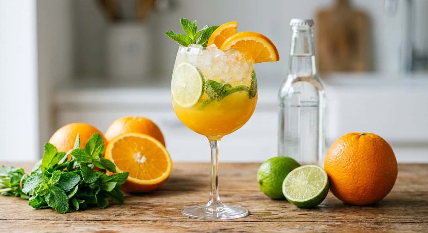 Cóctel Refrescante de Naranja y Hierbabuena