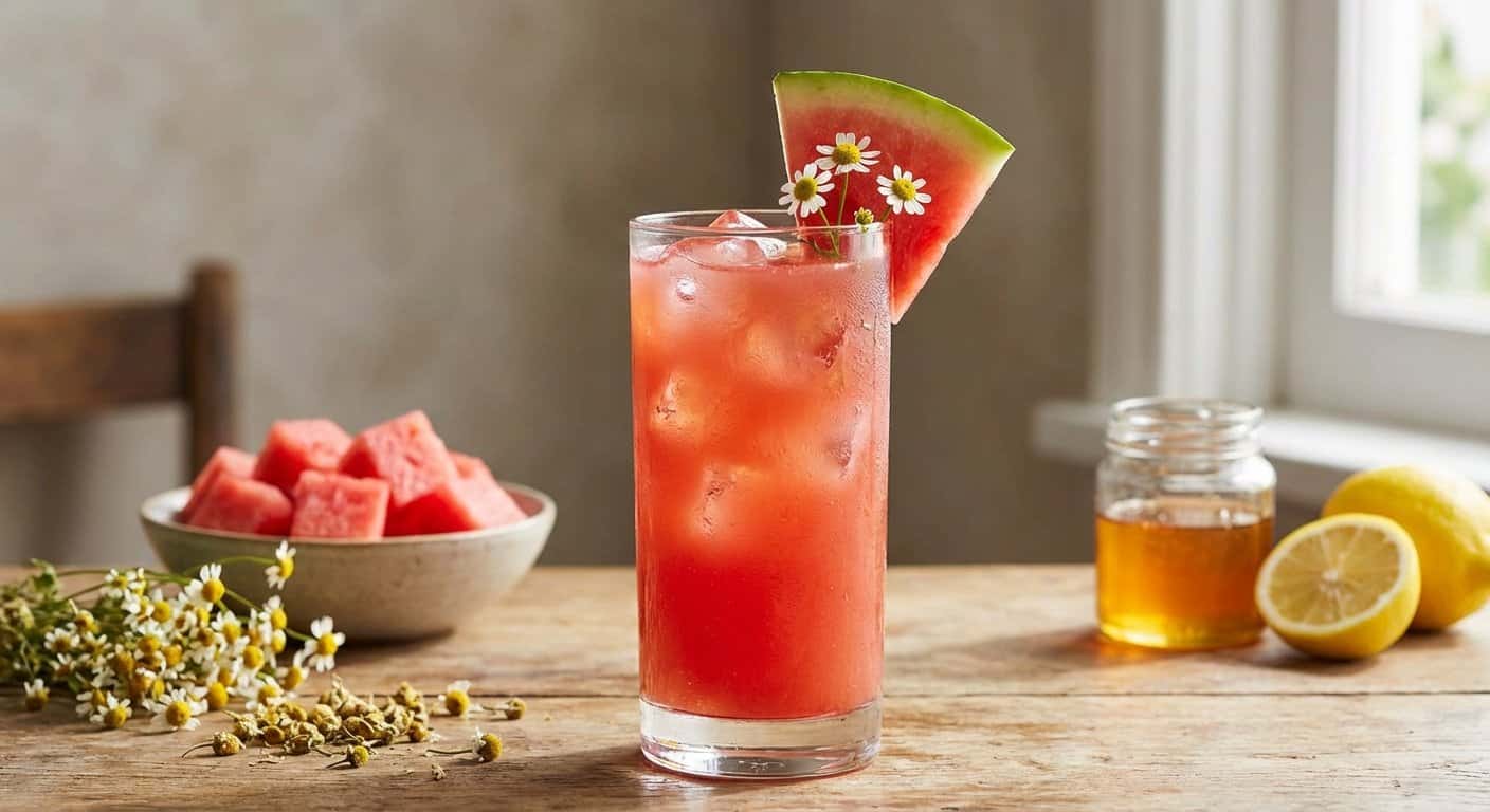 Cóctel Refrescante de Sandía y Manzanilla