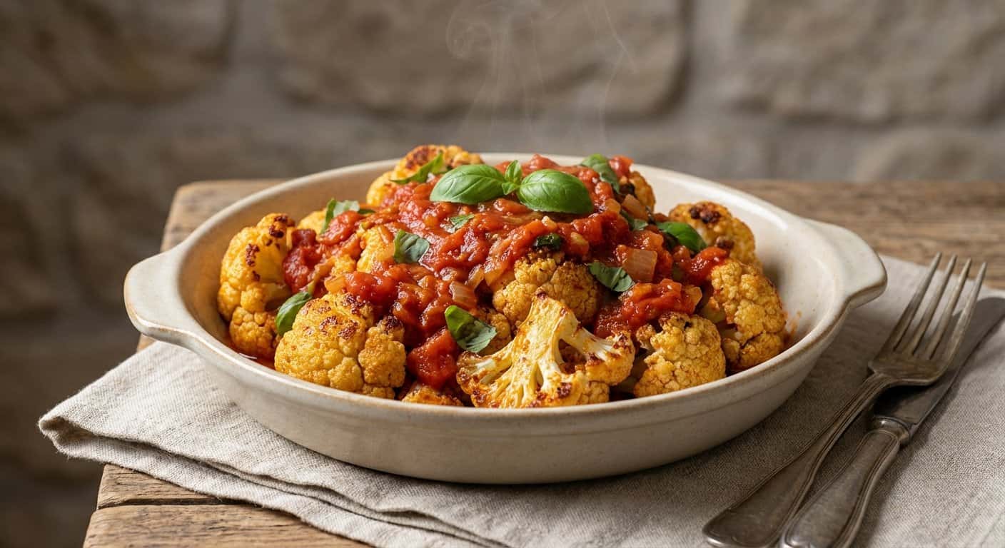 Coliflor Asada con Salsa de Tomate