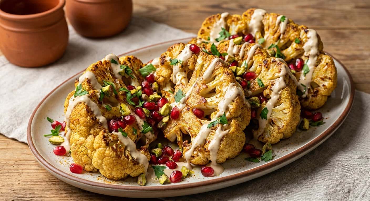 Coliflor Asada con Tahini y Granada