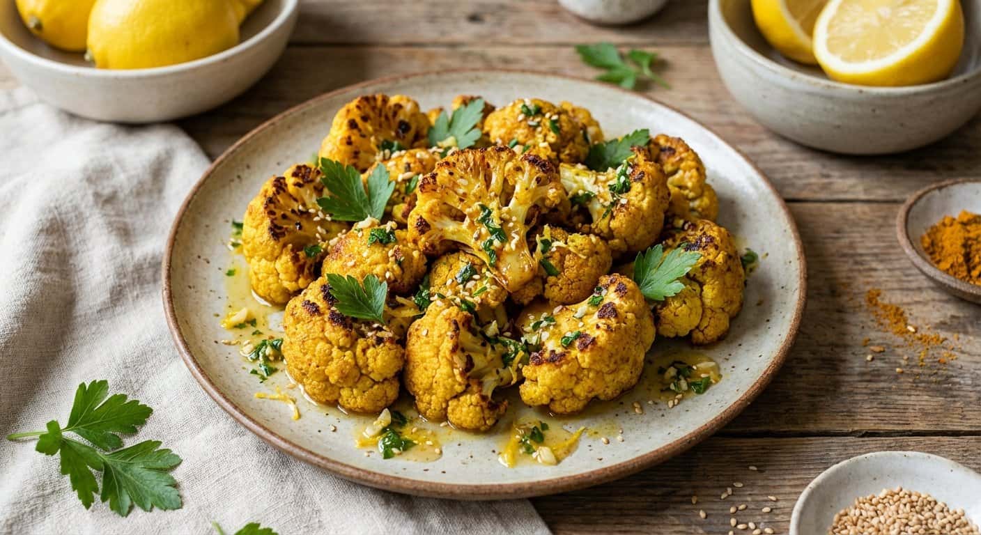 Coliflor especiadas con salsa de limón