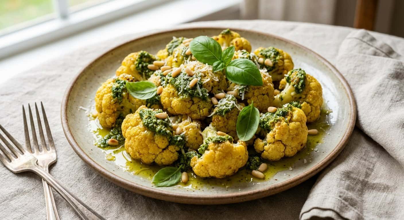 Coliflor Salteada con Pesto