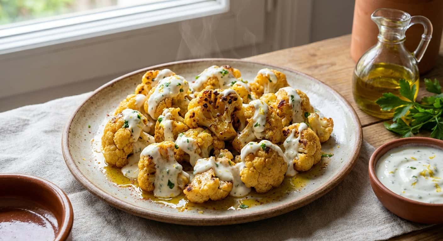 Coliflor Salteada con Salsa de Yogur