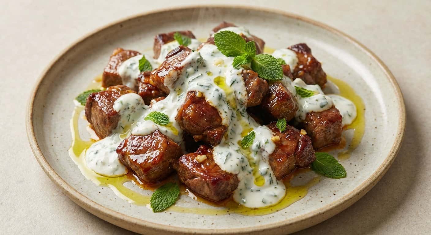 Cordero al Ajillo con Yogur y Menta