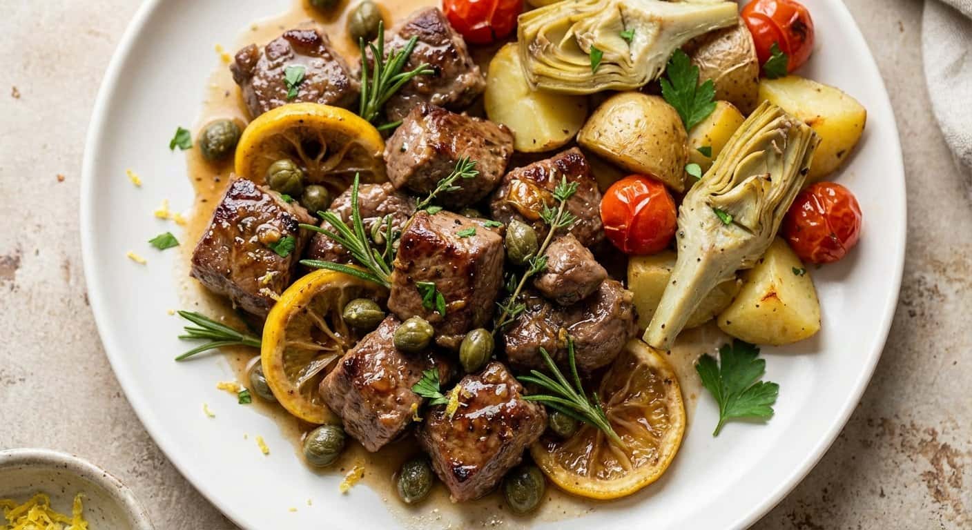 Cordero con limón y alcaparras sin gluten