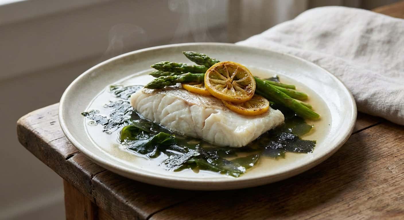 Corvina con Caldo Corto de Algas