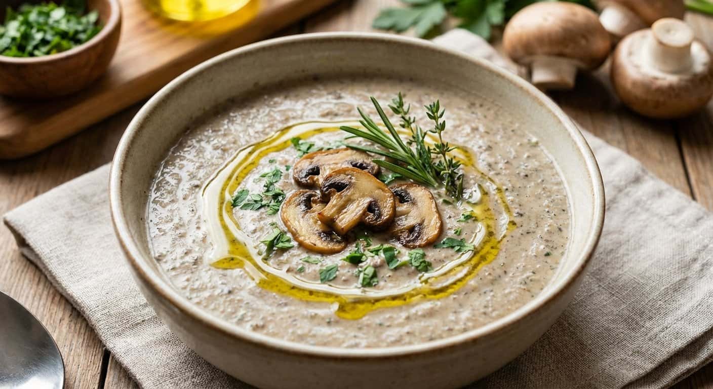Crema de Champiñones al Estilo Mediterráneo Keto