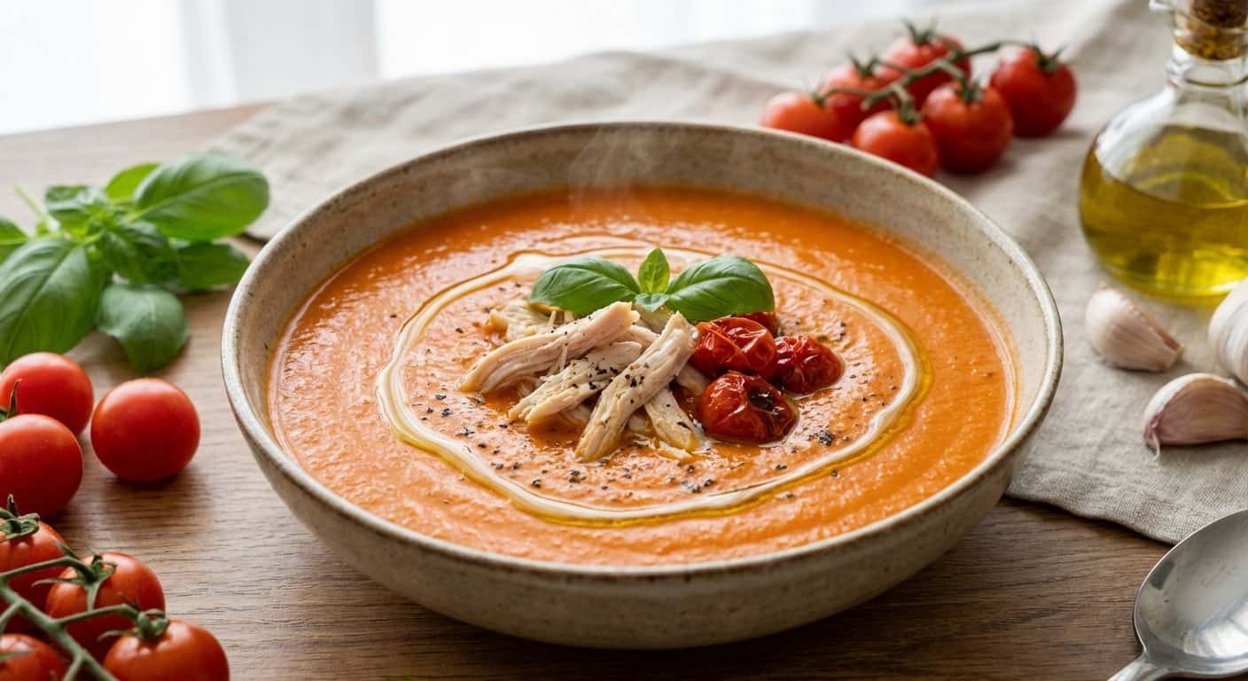 Crema de Tomate Cherry con Pollo Desmenuzado