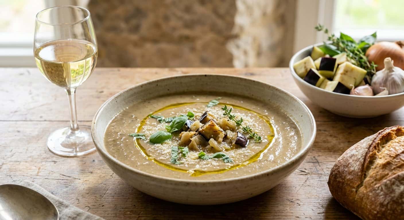 Crema Lenta de Berenjena con Vino Blanco