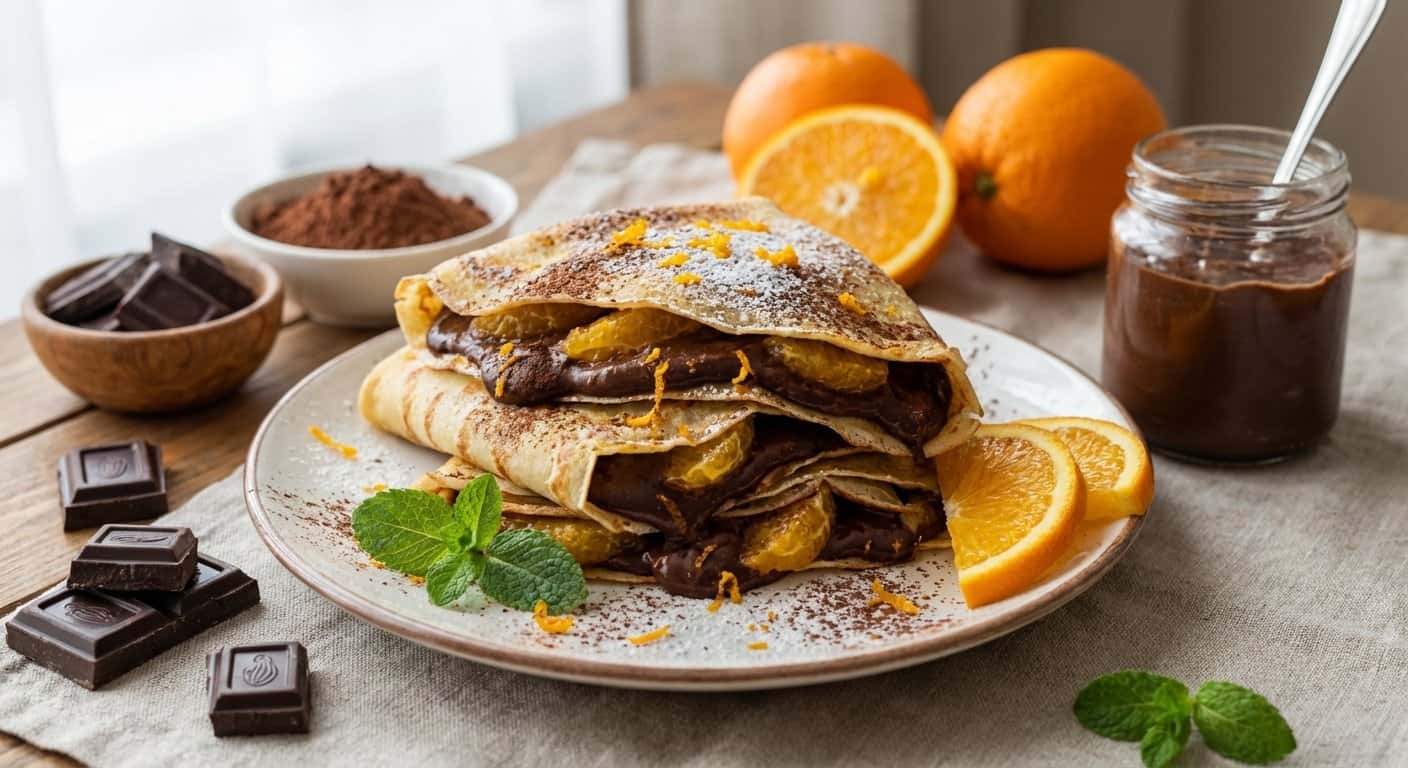 Crepes Dulces con Cacao y Naranja