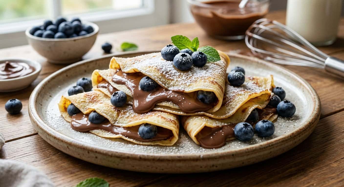 Crepes Dulces con Chocolate con Leche y Arándanos