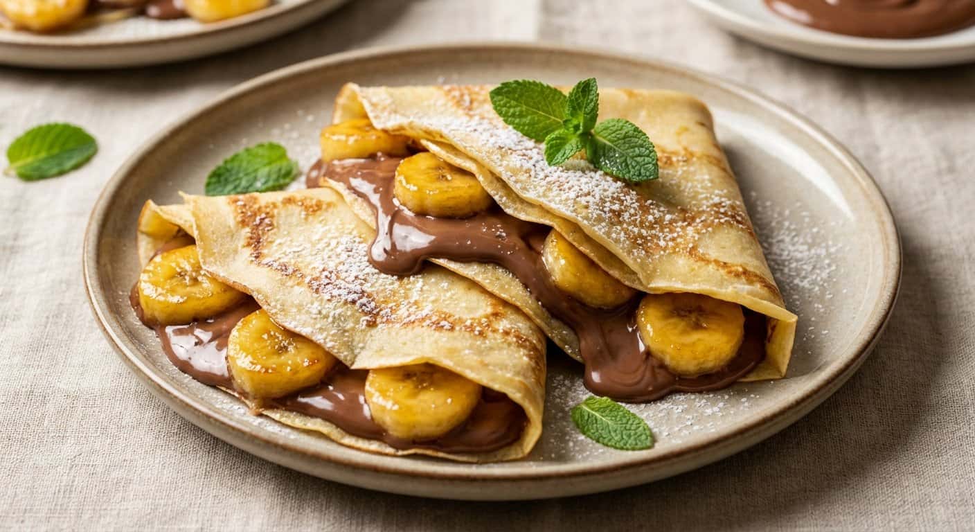 Crepes Dulces con Chocolate con Leche y Plátano
