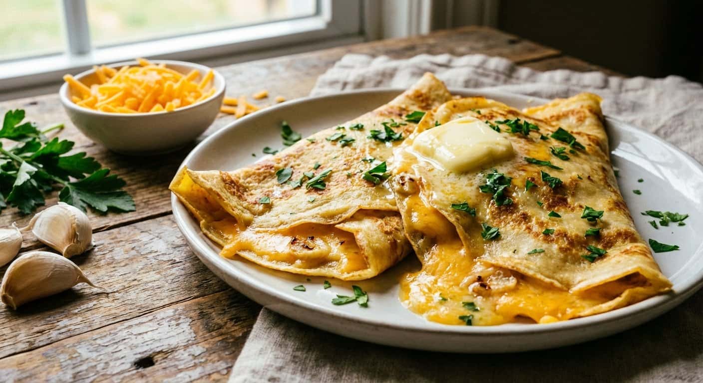 Crepes Salados con Ajo y Cheddar