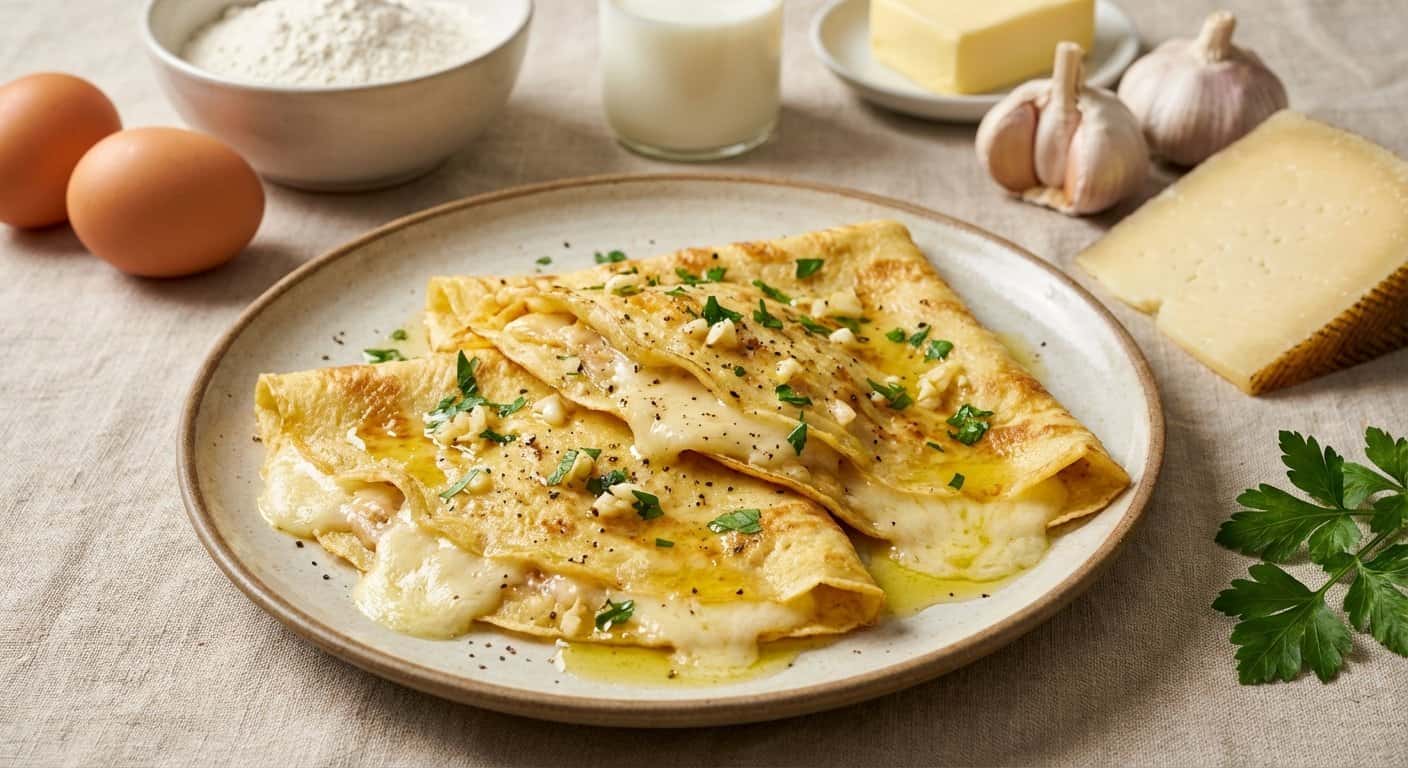 Crepes Salados con Ajo y Queso Curado