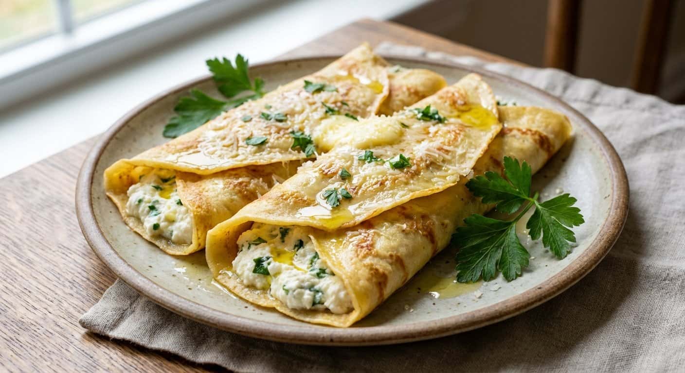 Crepes Salados con Ajo y Ricotta