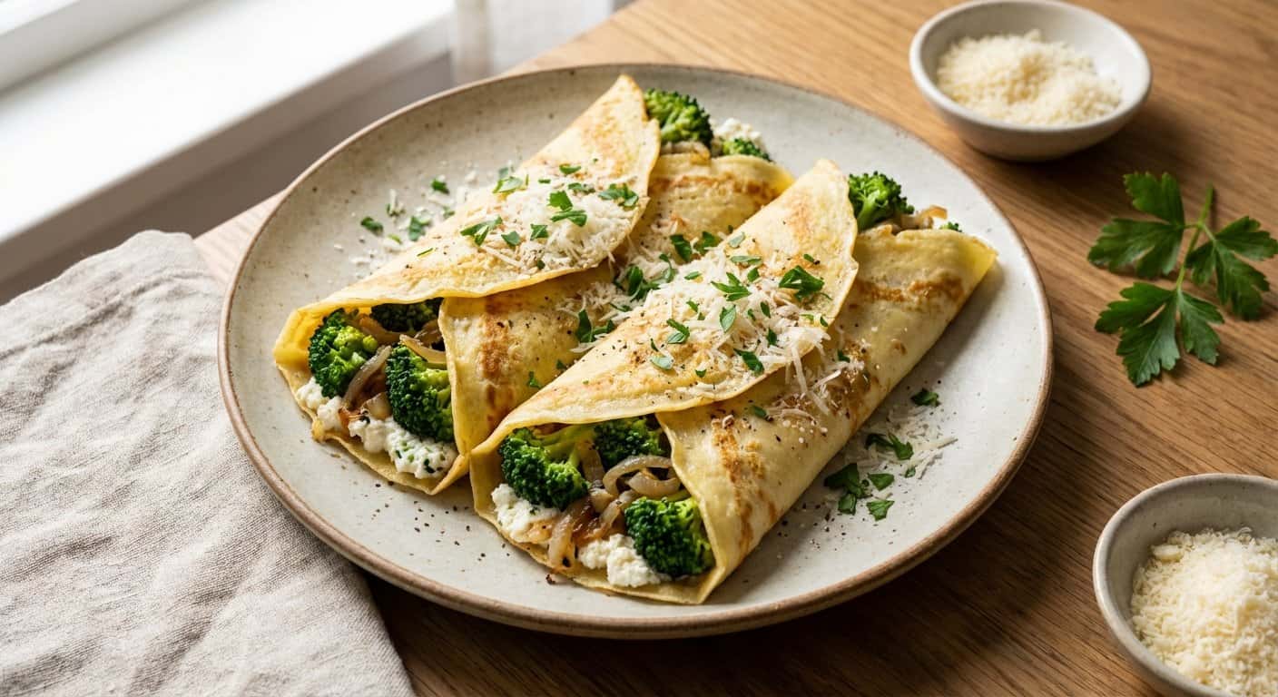 Crepes Salados con Brócoli y Requesón
