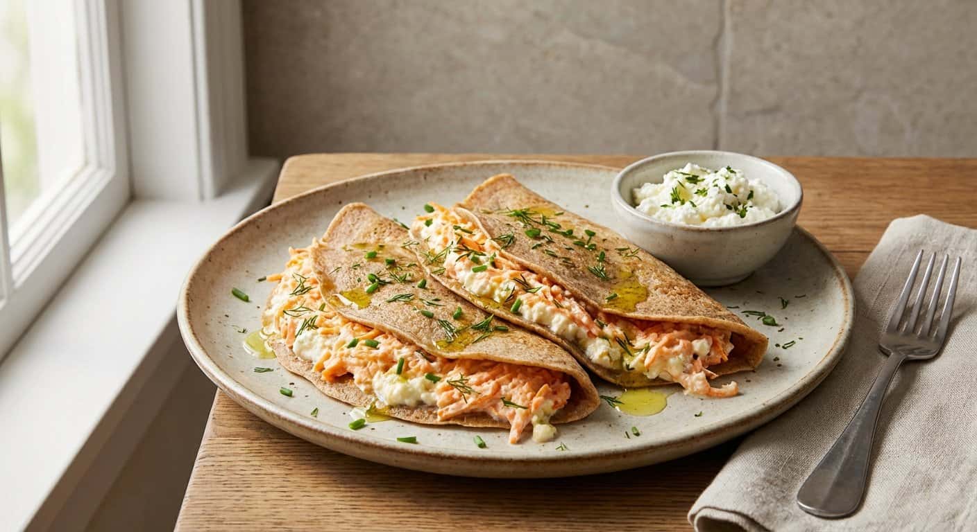 Crepes Salados con Zanahoria y Requesón