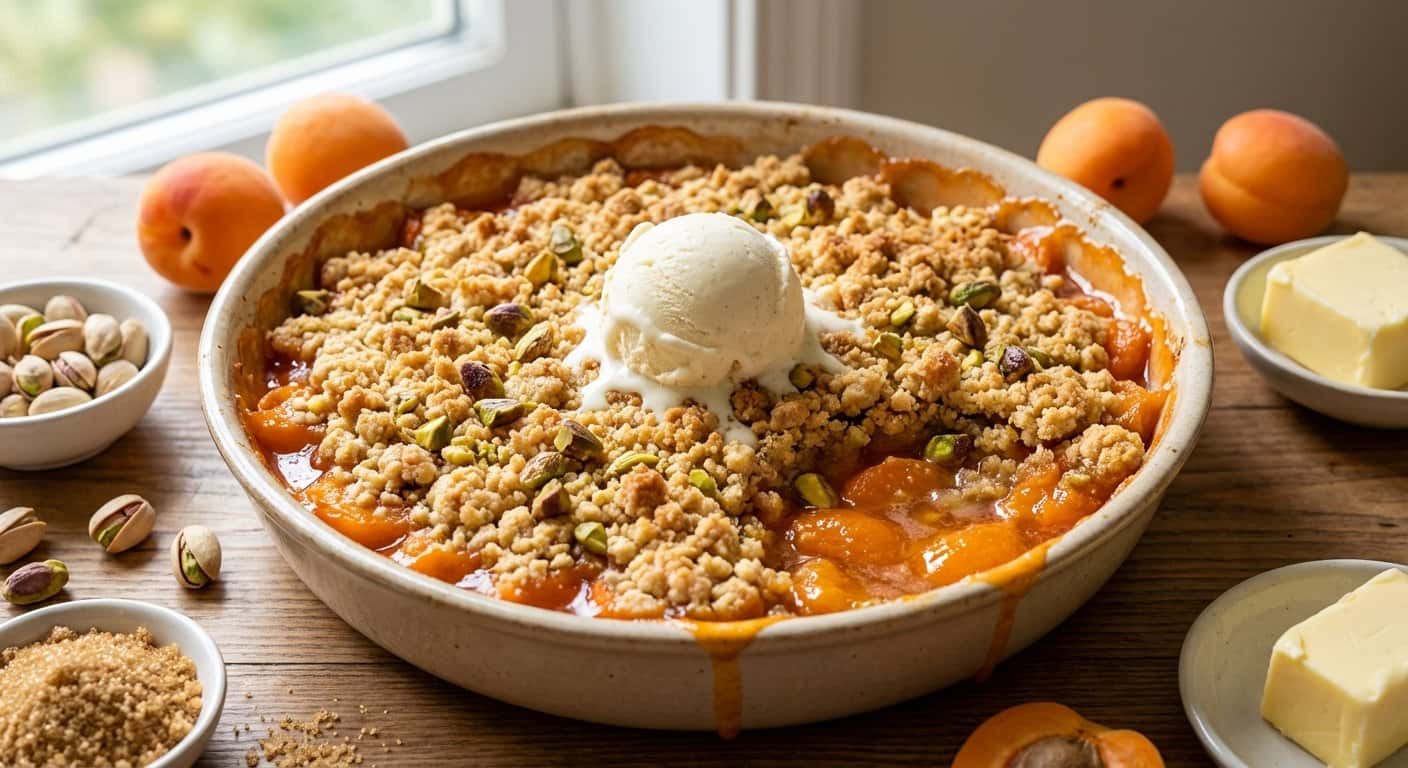 Crumble de Albaricoque con Pistacho