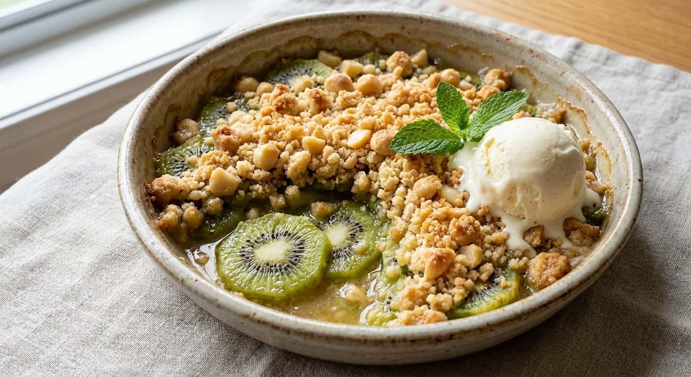 Crumble de kiwi con macadamia