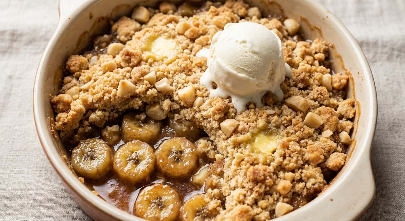 Crumble de Plátano con Macadamia