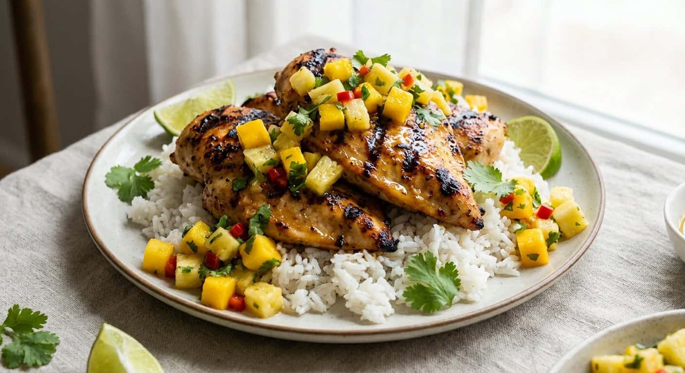 Daiquiri de Pollo a la Parrilla con Salsa Tropical