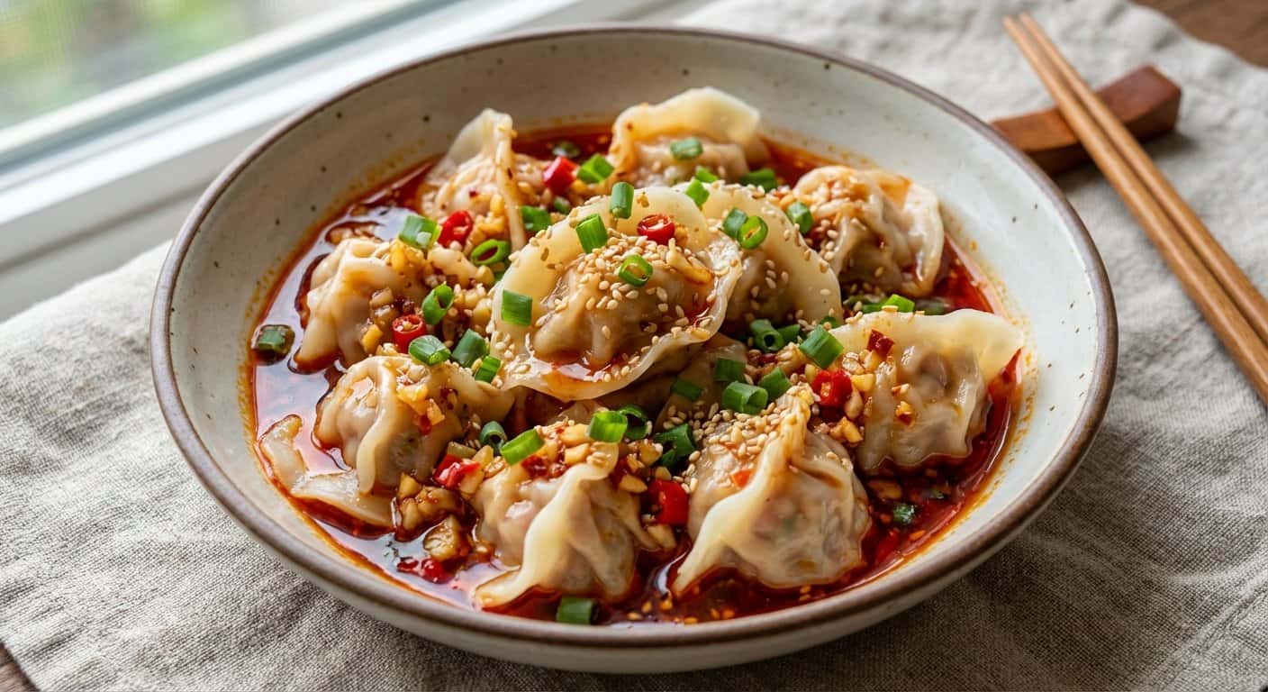 Dumplings Hunan de Calamar con Salsa de Chili