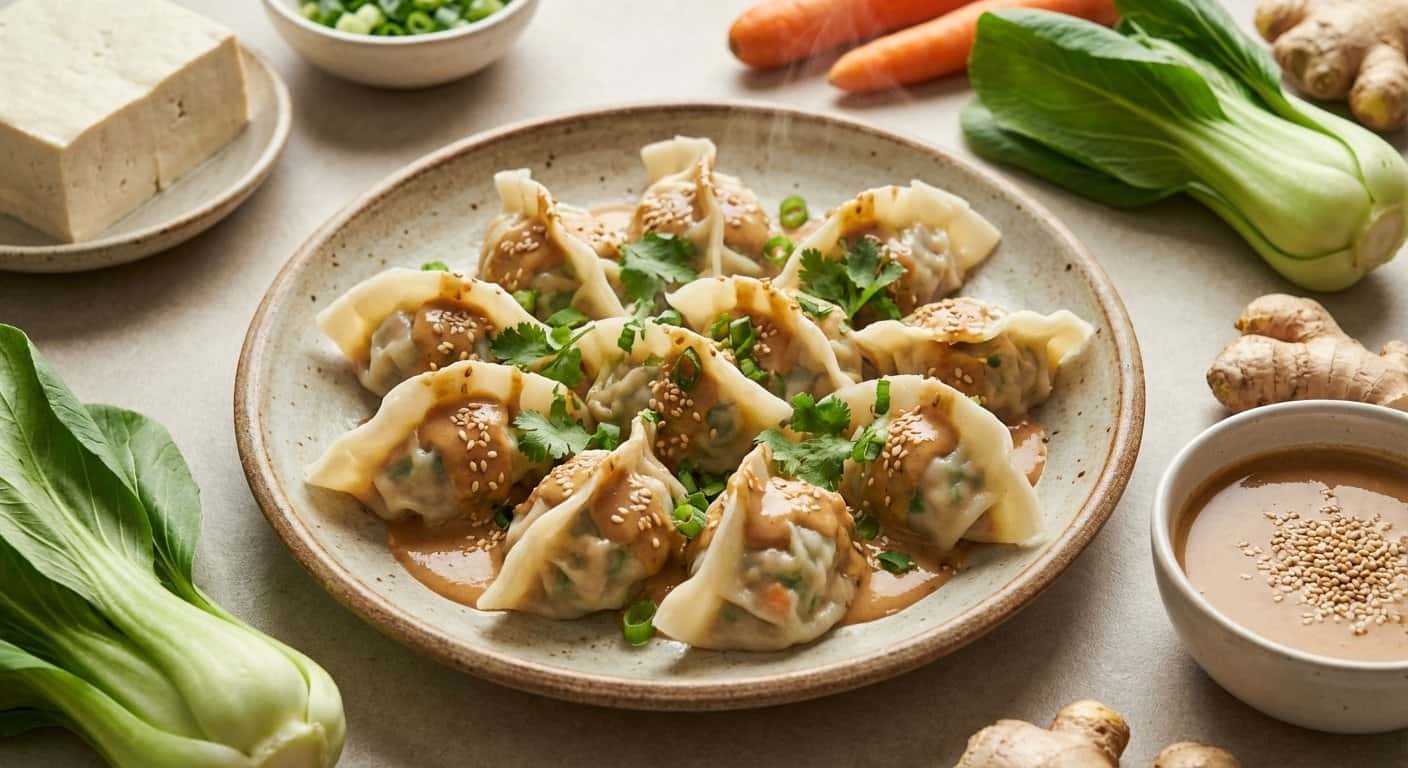 Dumplings Yunnan de Tofu con Salsa de Sésamo