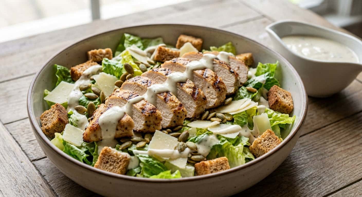 Ensalada César Ligera de Pollo con Semillas de Calabaza