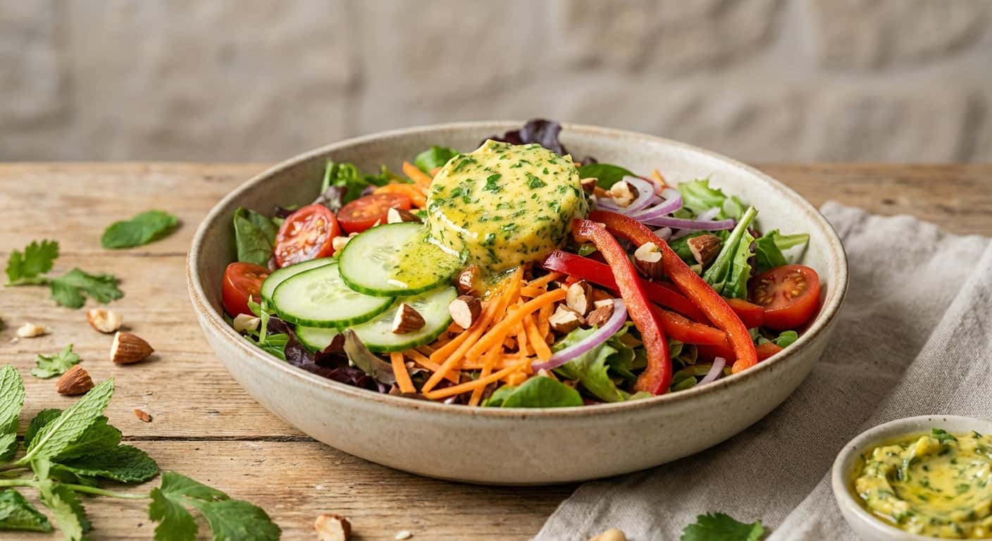 Ensalada con Mantequilla de Curry y Hierbas Frescas