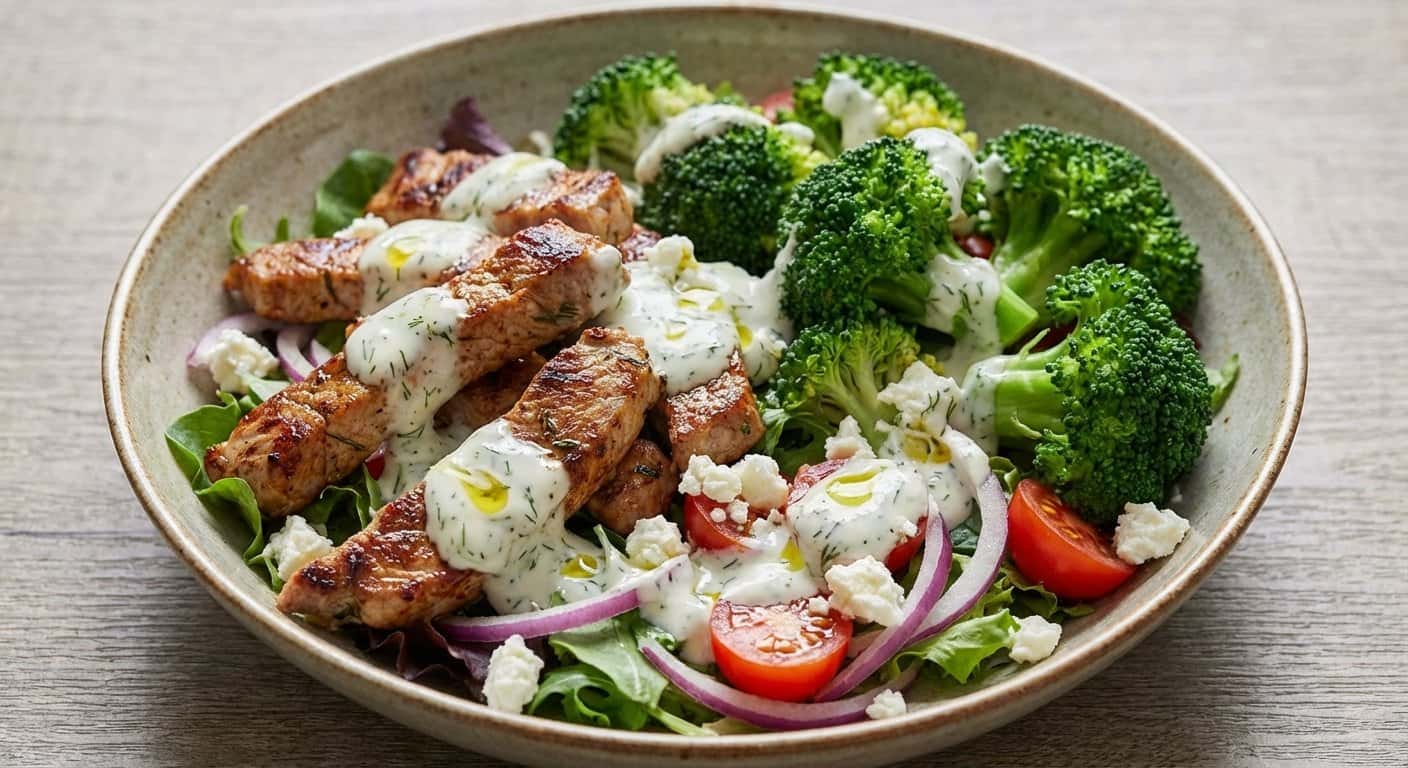 Ensalada de Cerdo con Brócoli y Vinagreta de Yogur