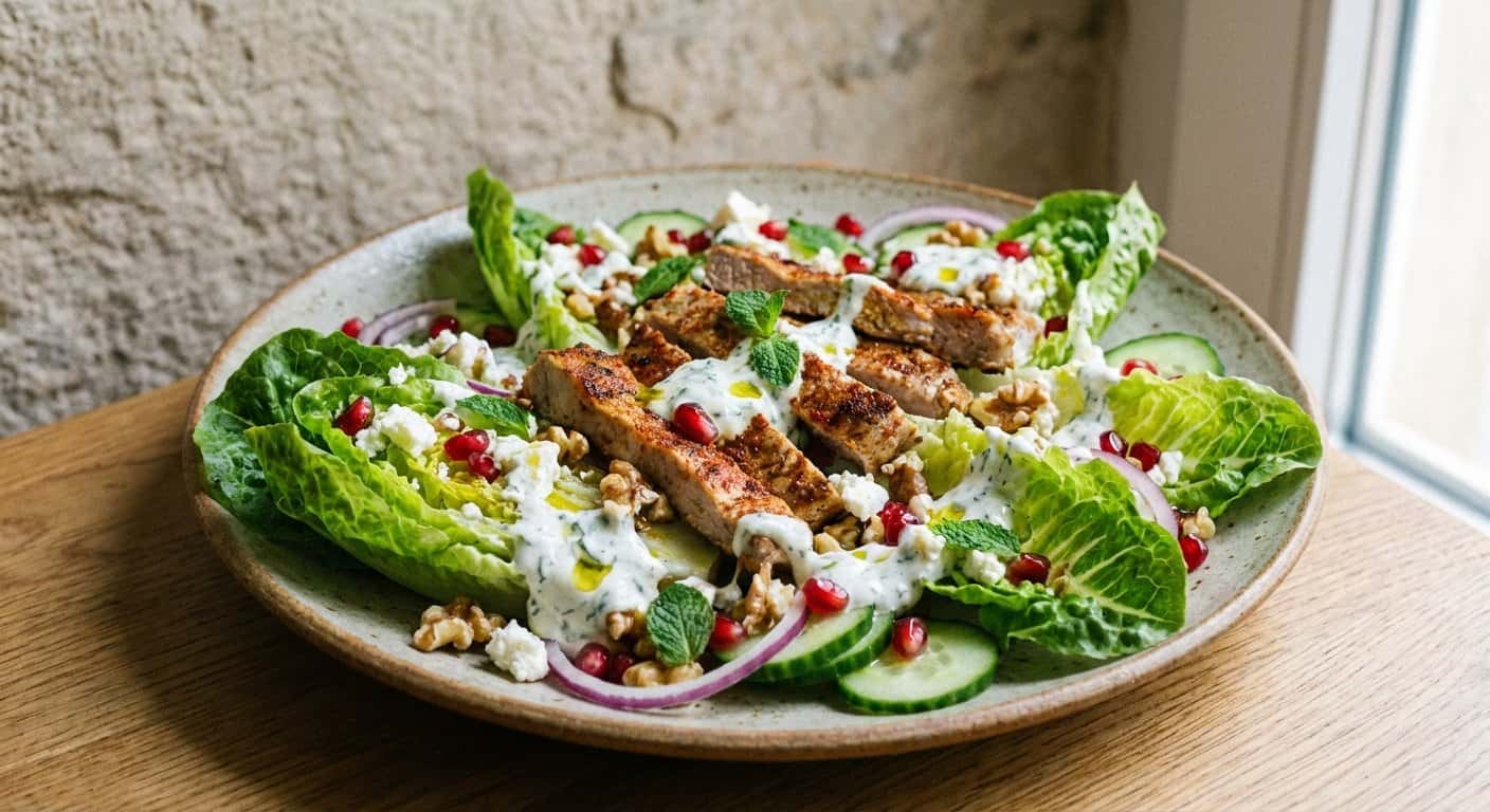 Ensalada de Cerdo con Granada y Yogur Natural