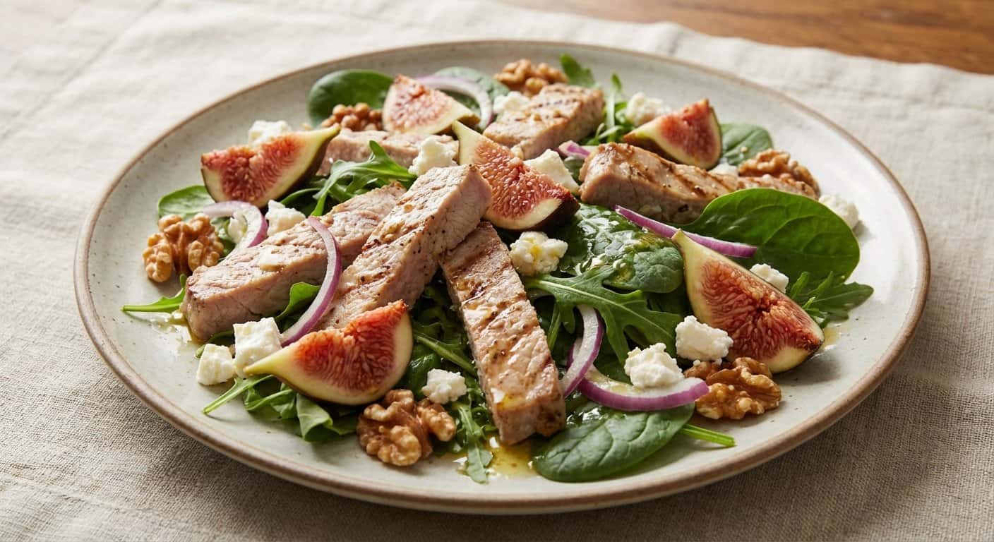 Ensalada de cerdo con higos y queso fresco