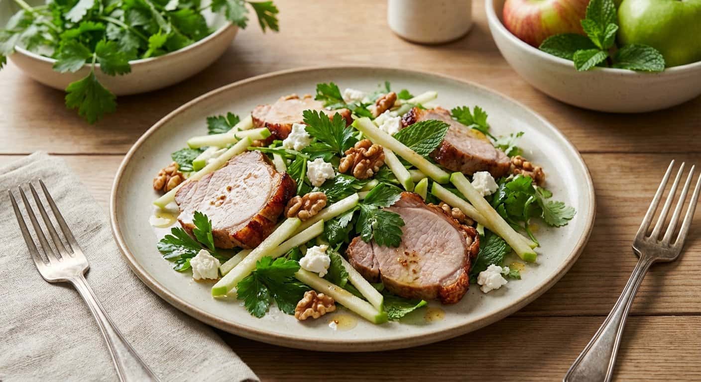 Ensalada de Cerdo con Manzana y Hierbas Frescas