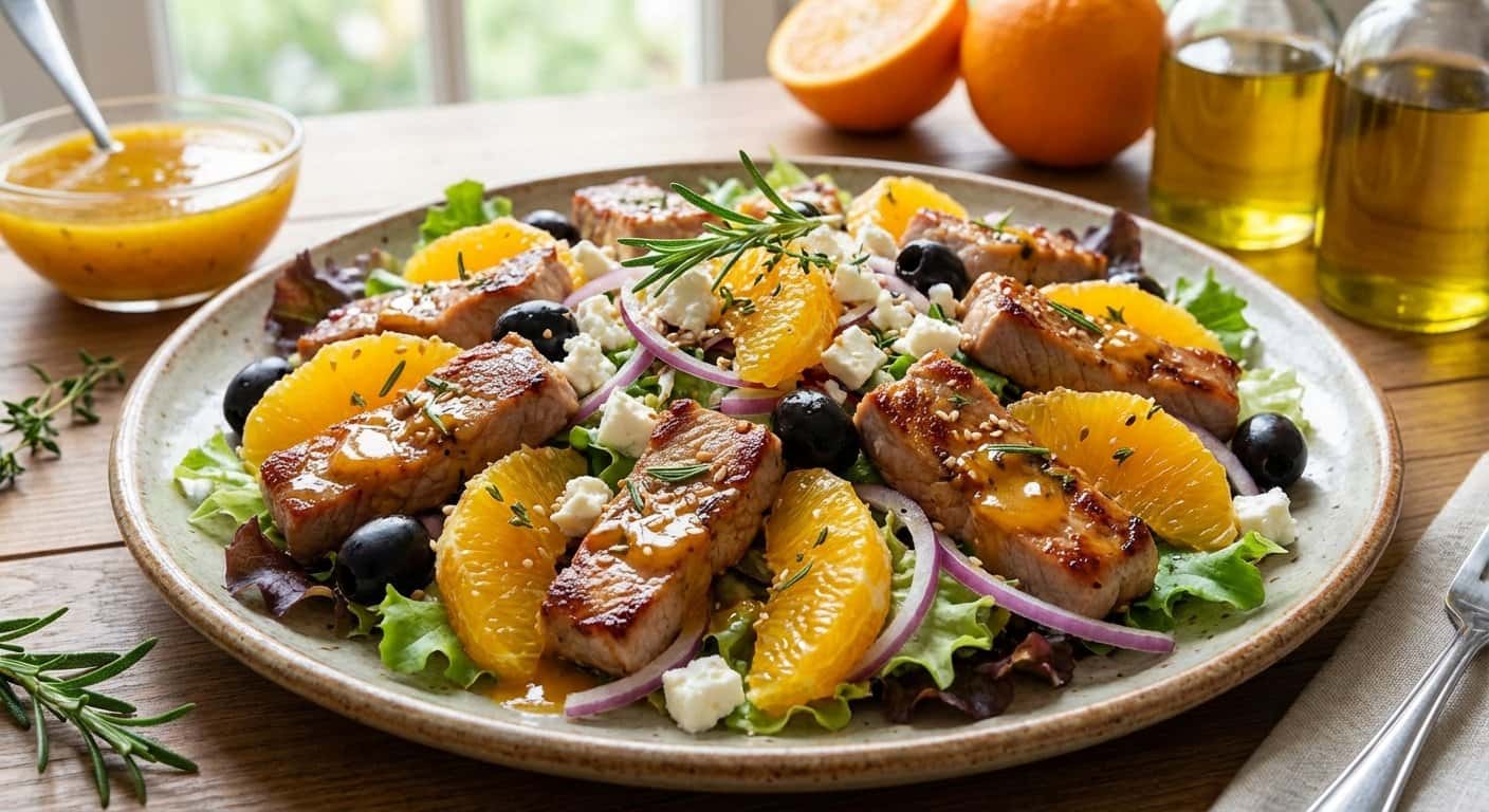 Ensalada de Cerdo con Naranja y Aceitunas
