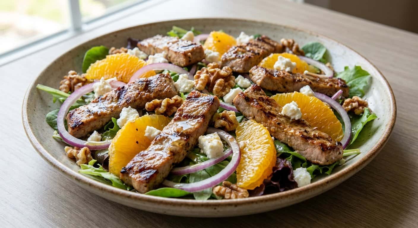 Ensalada de Cerdo con Naranja y Cebolla Morada