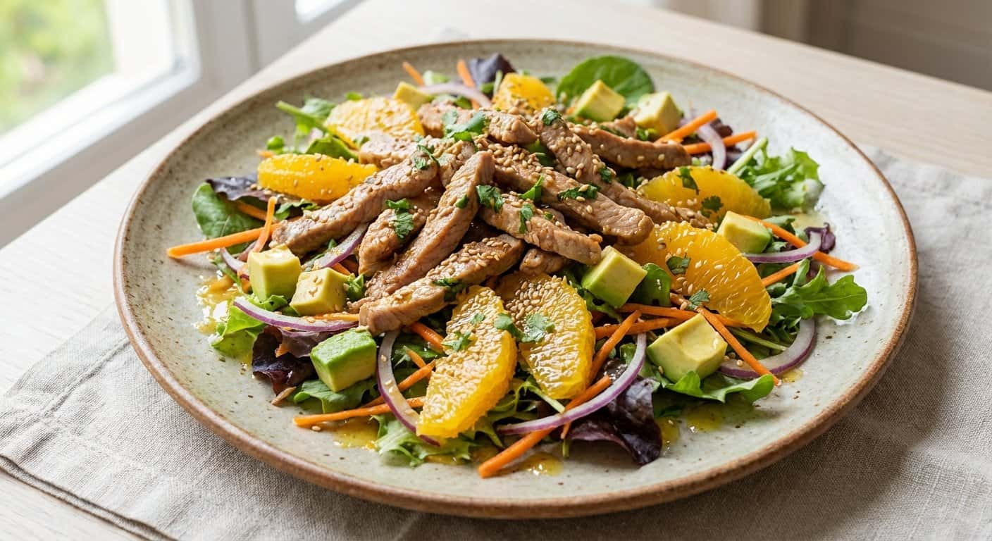 Ensalada de Cerdo con Naranja y Semillas de Sésamo