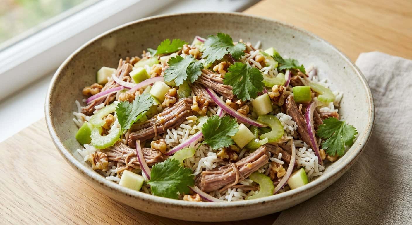 Ensalada de Cerdo Desmenuzado con Apio y Arroz Basmati