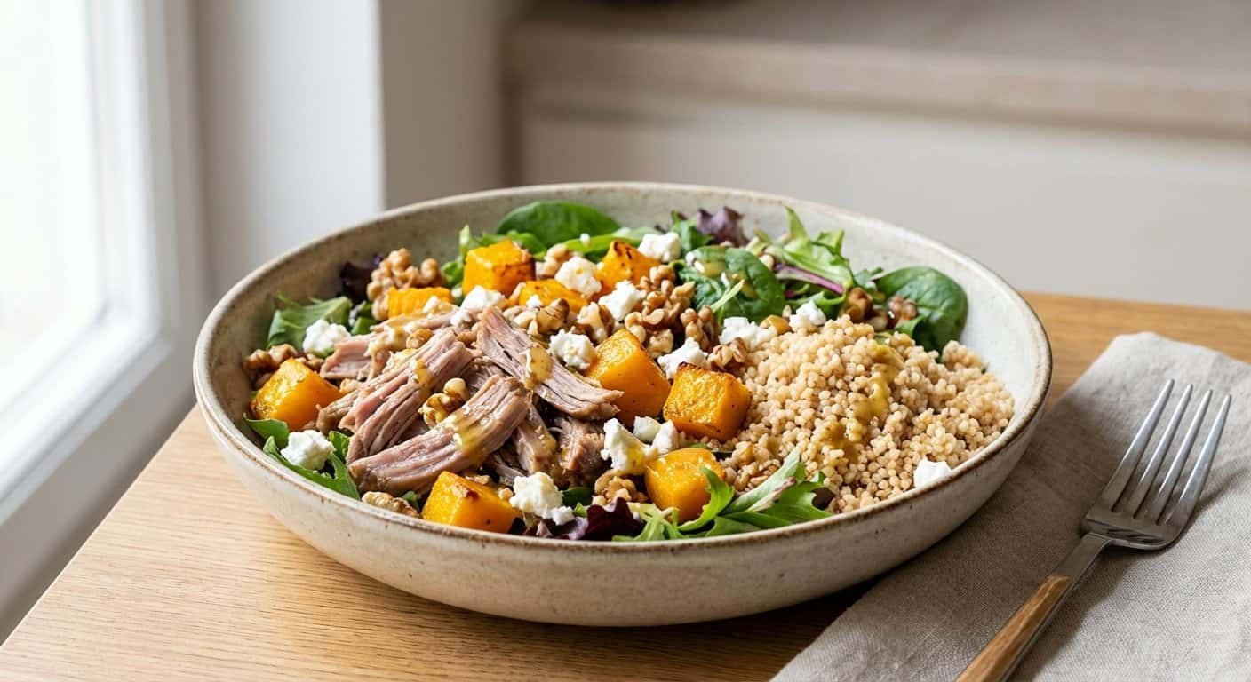 Ensalada de Cerdo Desmenuzado con Calabaza y Cuscús Integral