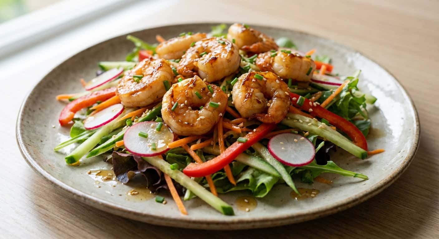 Ensalada de Langostinos Asiática Baja en Carbohidratos