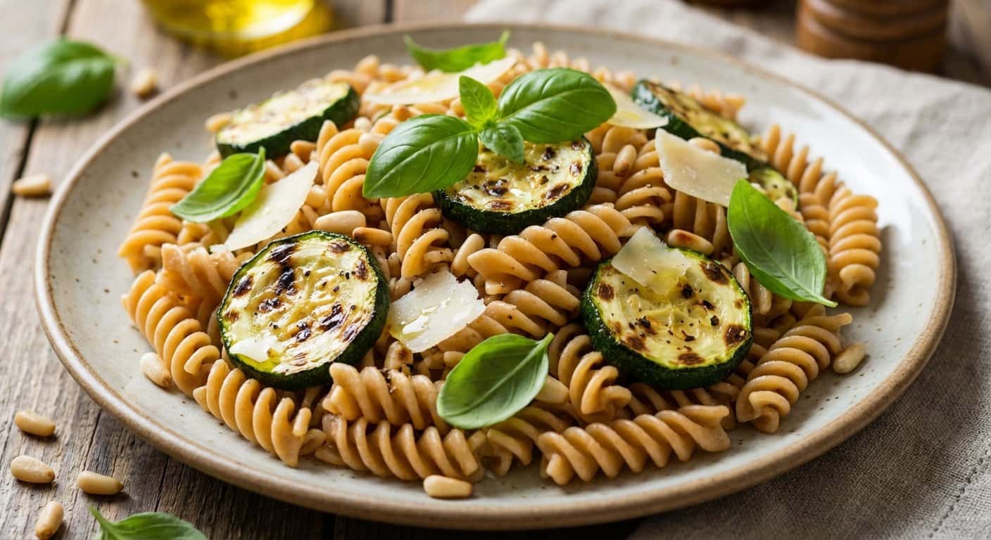 Ensalada de Pasta Integral con Calabacín y Parmesano Ligero