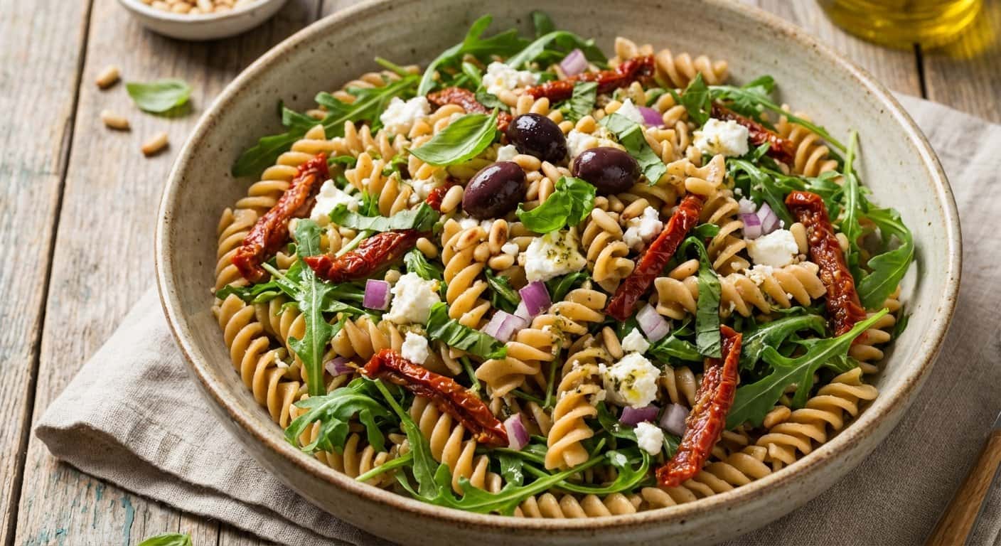Ensalada de Pasta Integral con Rúcula y Tomate Seco