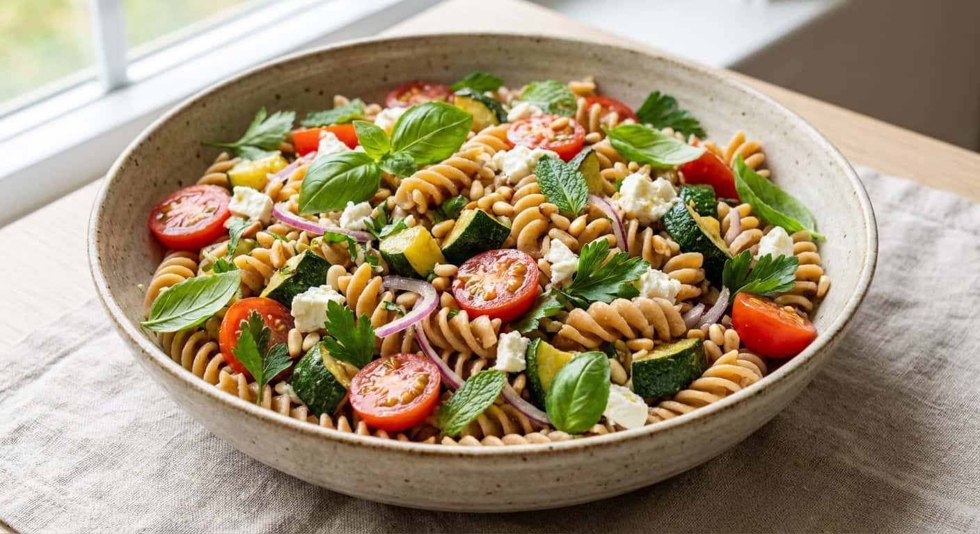 Ensalada de Pasta Mediterránea con Calabacín y Hierbas Frescas