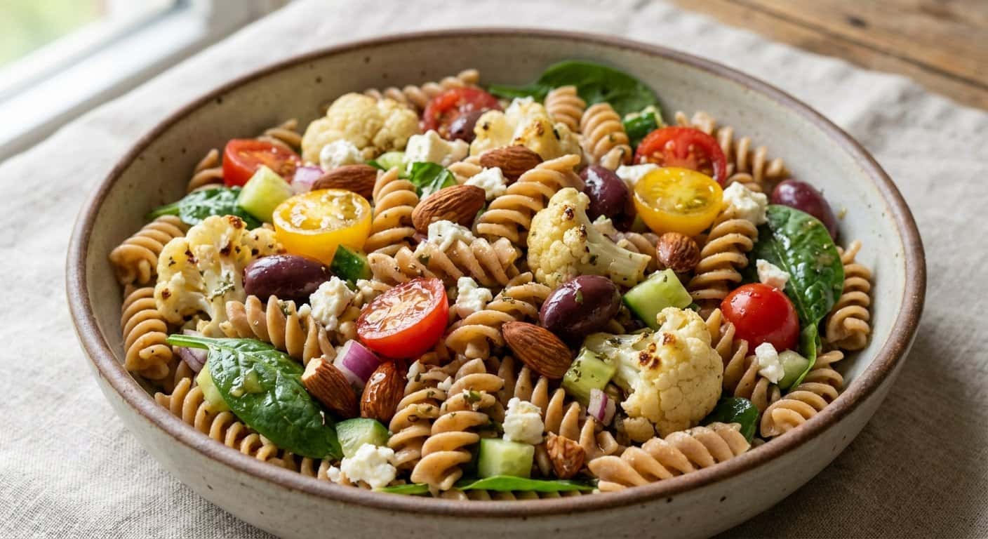 Ensalada de Pasta Mediterránea con Coliflor y Almendras