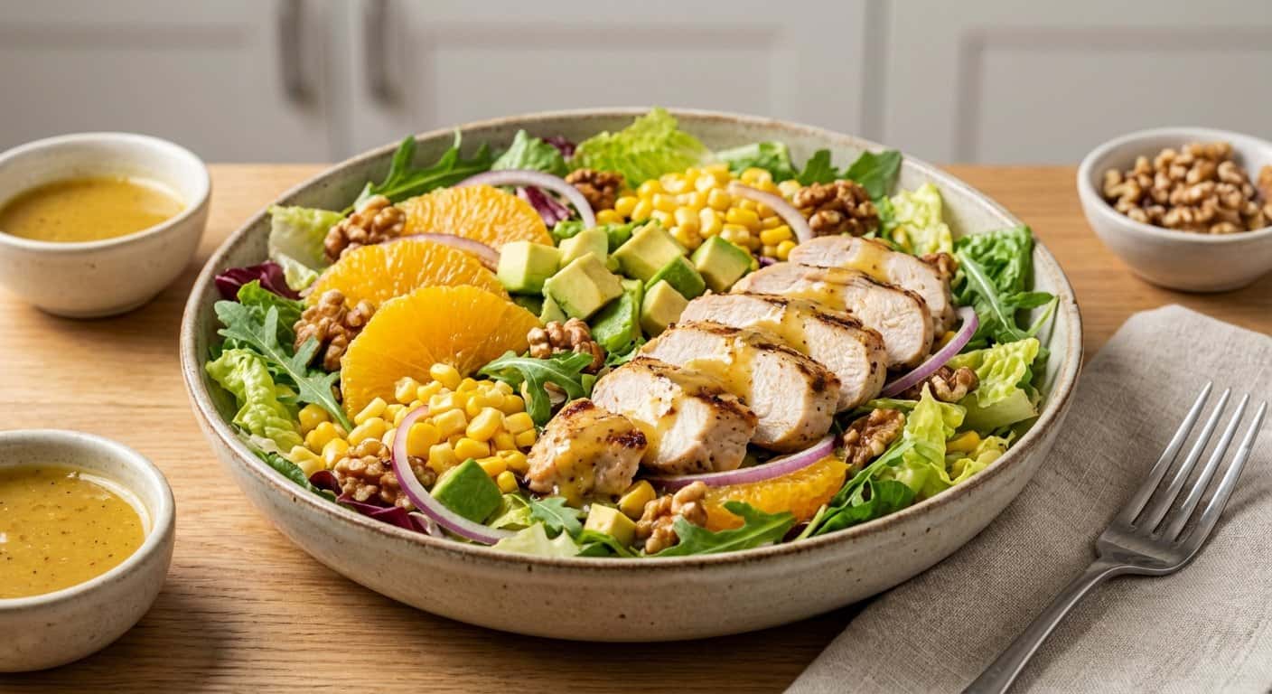 Ensalada de Pollo con Naranja y Maíz