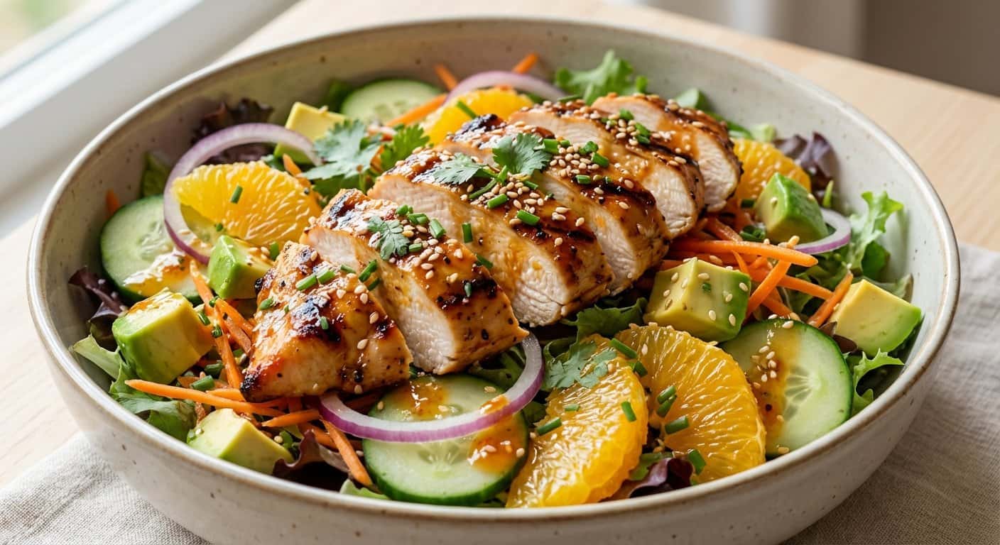 Ensalada de Pollo con Naranja y Semillas de Sésamo