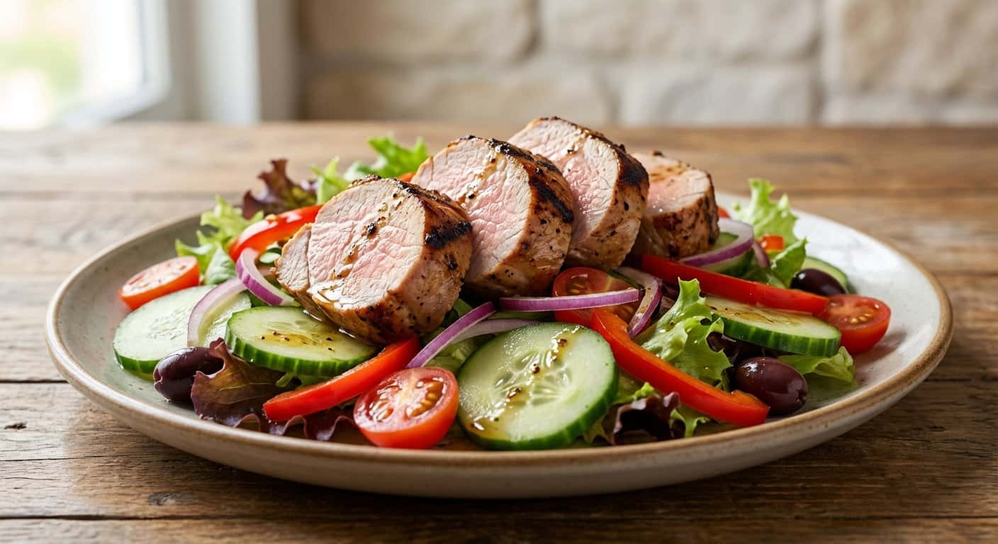 Ensalada de Solomillo de Cerdo a la Plancha con Pepino