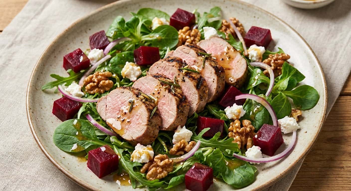 Ensalada de Solomillo de Cerdo a la Plancha con Remolacha