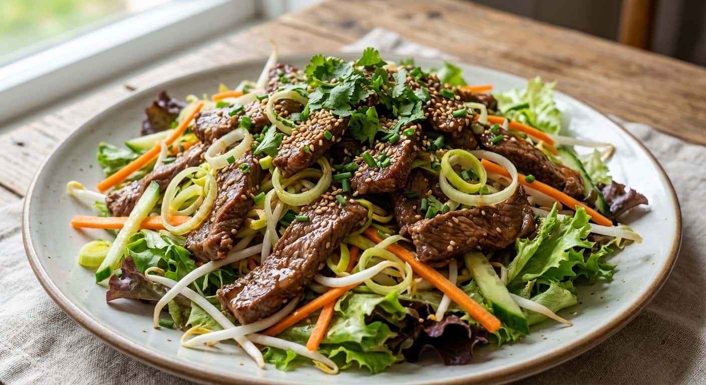 Ensalada de Ternera al Asiática con Puerro