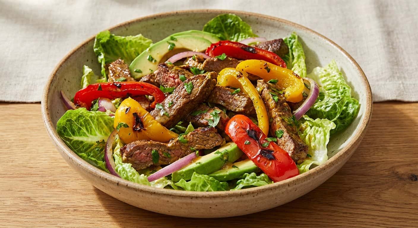 Ensalada de Ternera al Curry con Pimientos Asados